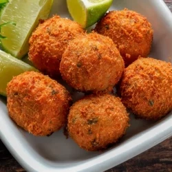 Bolinho de Linguiça e Queijo Frito