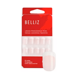 Unhas Postiças Belliz - Francesinha Rosa - 24 Un